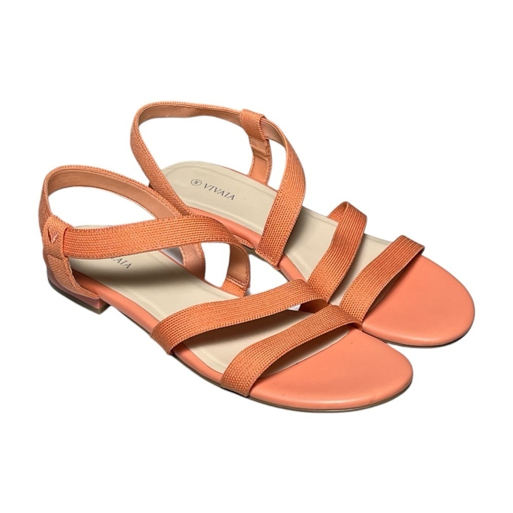 Vivaia Sandals Size 42 / 10.5 Summer Round Toe in Salmon Pink Slingback Strappy - Picture 11 of 11